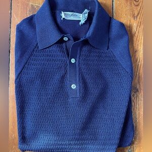 Vintage Textured Rockabilly polo knit sweater small